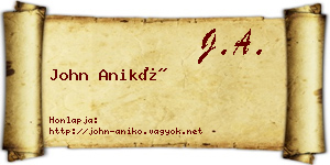 John Anikó névjegykártya